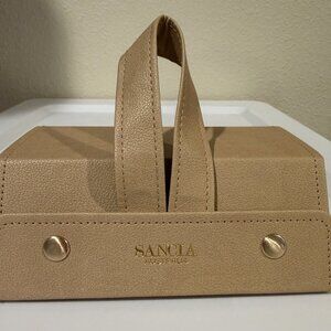Sancia Australia Tan Leatherette Sunglasses Travel Case Holder w/ Handle